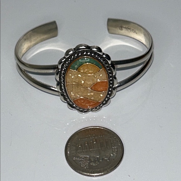 NWOT Sterling Silver Multi Gemstone Mosaic Cuff Bracelet By Carolyn Pollack Boho - Picture 9 of 10